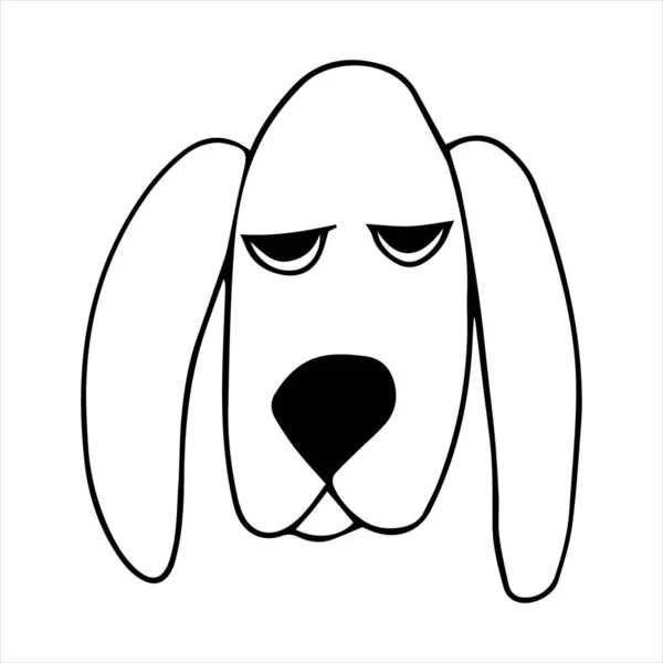 Retrato vetorial de um cão basset hound em estilo de desenho animado doodle. ilustração do animal de estimação no estilo de arte linha —  Vetores de Stock