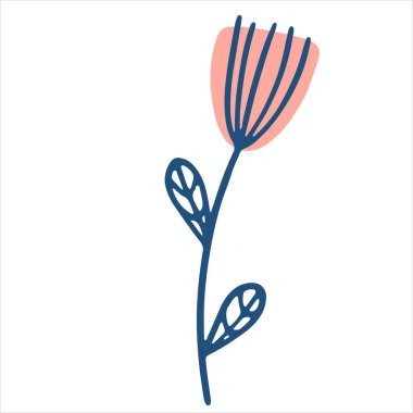 Karalama stilinde çiçek elementi. Bahar davetiyesi, düğün, tebrik kartları için vektör tasarımı