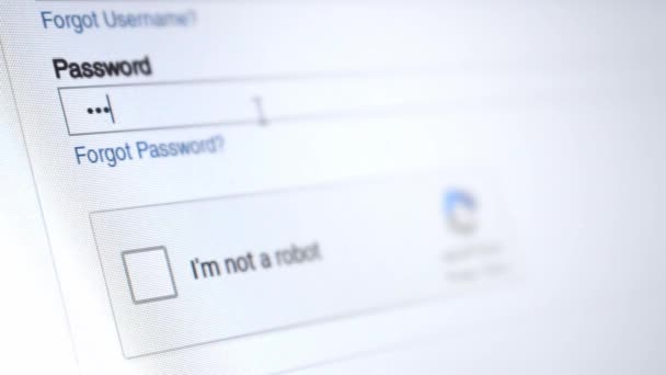 Inicio Sesión Primer Plano Página Web Introducir Contraseña — Vídeo de stock