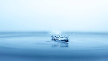 Su damlası bardağa damlıyor mavi renkli