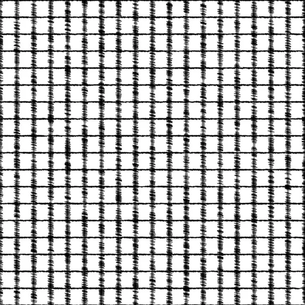 Seamless Vector Mesh Pattern Black Rough Dashed Lines White Background — Vettoriale Stock