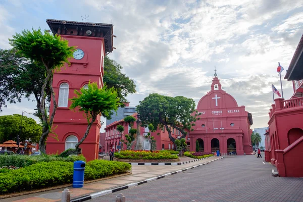 Malacca, Malaysia - 29 Şubat: Christ Church sabah görünümünü bir