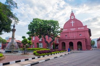 Malacca, Malaysia - 29 Şubat: Christ Church sabah görünümünü bir