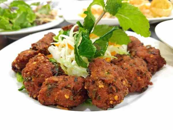 Fried spicy minced pork balls, Thai food — Stock Photo, Image