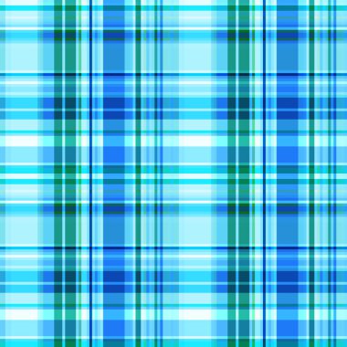 Mavi ve yeşil renklerde kusursuz damalı desen, ışık ve koyu çizgilerin kesişim noktası. Kumaşlar, tekstil, hediye paketleme tasarımı, basılı malzemeler ve reklamlar için harika..