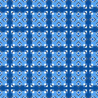 Mavi renkli ve gölgeli oryantal desenli eşkenar dörtgen ve karelerin kesiştiği beyaz çizgili. Göze çarpan reklam projelerinizden herhangi birinin modaya uygun ve göz alıcı dekorasyonu..