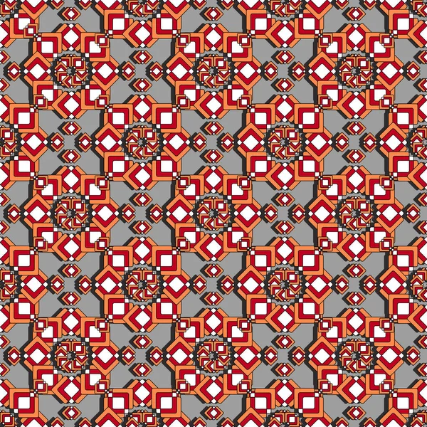 Östliches Mosaik Geometrisches Muster Helle Volumetrische Farbige Sterne Effekt Grauer — Stockvektor