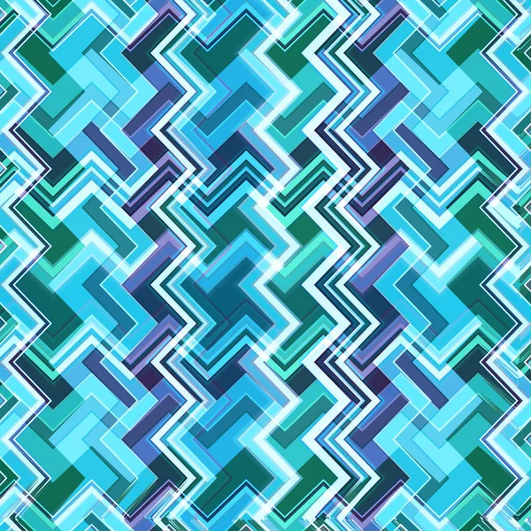 Fondo Geométrico Abstracto Líneas Rizadas Rotas Zigzags Colores Azul Turquesa — Vector de stock