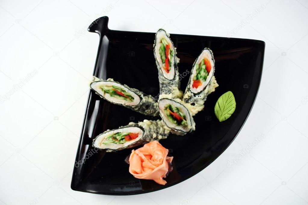 Vegetable sushi in tempura