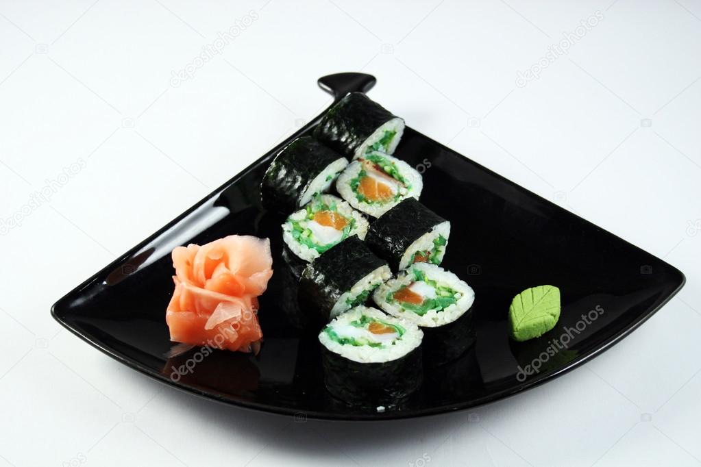 Sushi roll with salmon