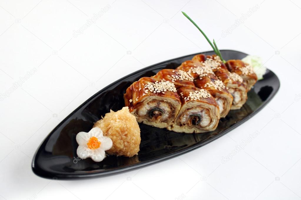 Sushi roll with conger eel