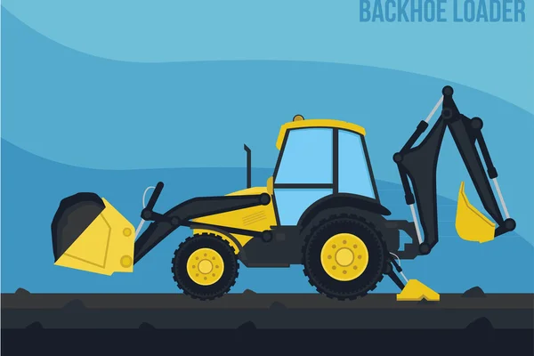 Důlní stroje traktorbagr — Stockový vektor