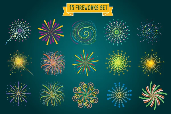 15 fogos de artifício — Vetor de Stock