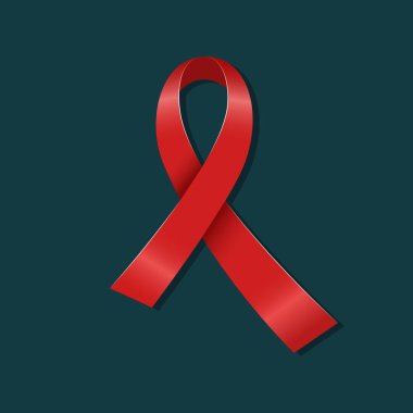 Koyu arkaplanda kırmızı kurdele var. Gerçek dünyada AID 'nin gündüz sembolü. 1 Aralık. AIDS 'i durdur
