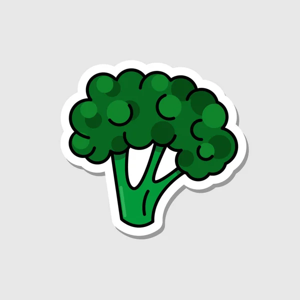 Sticker Vectoriel Brocoli Style Dessin Animé Légume Isolé Avec Ombre — Image vectorielle