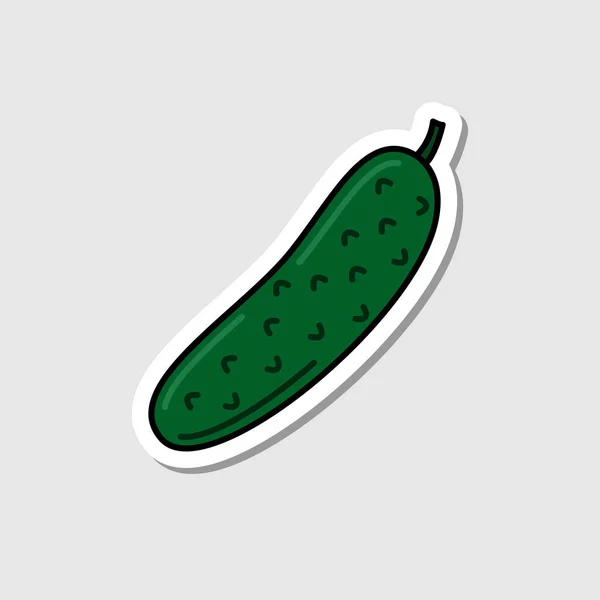 Sticker Concombre Vectoriel Style Dessin Animé Légume Isolé Avec Ombre — Image vectorielle