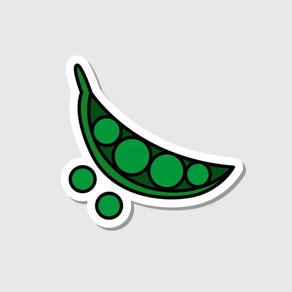 Sticker Pois Verts Vectoriels Style Dessin Animé Légume Isolé Avec — Image vectorielle