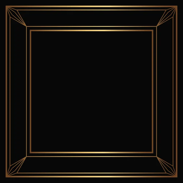 Siyah arkaplanda vektör altın çerçeve. İzole edilmiş sanat deco tasarımı.