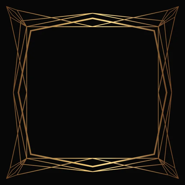 Vector Gouden Frame Zwarte Achtergrond Geïsoleerde Art Deco Design — Stockvector