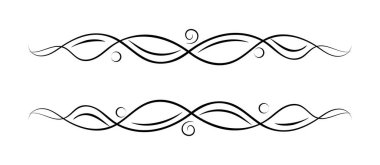 Süslü dekoratif sınır elementi. Zarif detayları ve baloncukları olan siyah çizgiler. Tasarım için dekorasyon