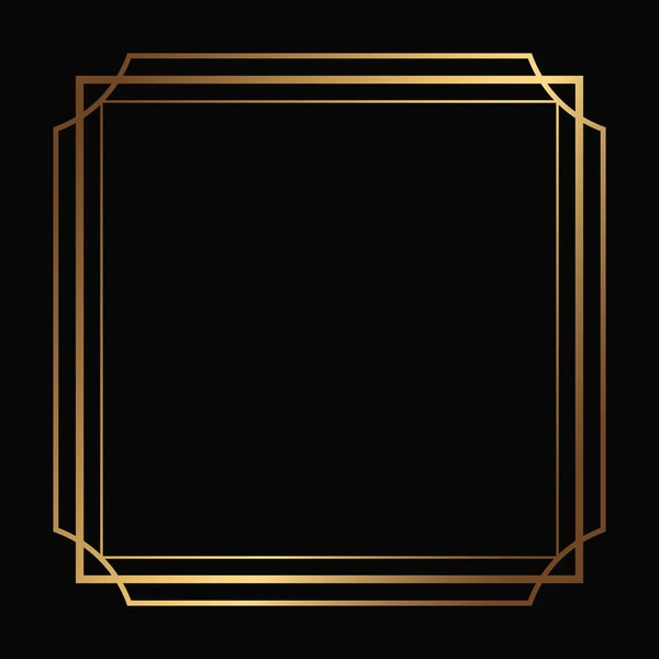 黑色背景上的向量金相框 带有复制空间的孤立的艺术装饰模板 — 图库矢量图片