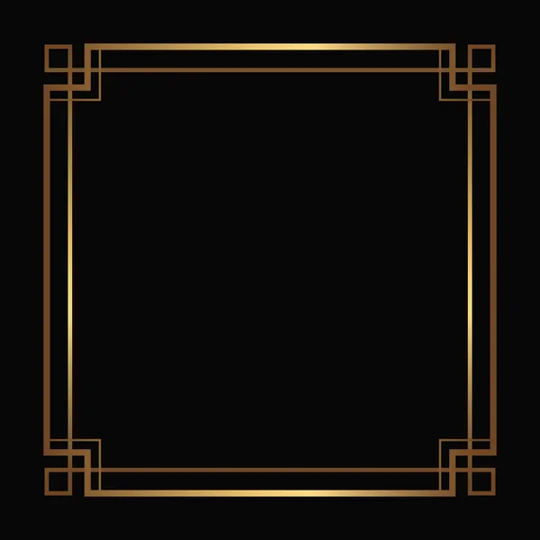 Siyah arkaplanda vektör altın çerçeve. Kopya alanı ile izole edilmiş sanat deco şablonu.