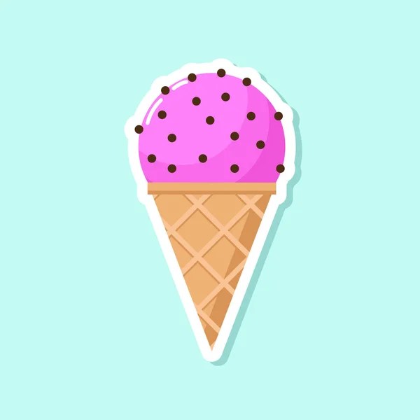 아이스크림 스티커가 배경에 있습니다 곁들인 분홍색찬 후식은 스타일로 떨어졌다 — 스톡 벡터