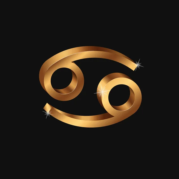 Vektör gerçekçi altın kanser işareti. 3 boyutlu Zodiac sembolü. Parlak altın yıldız falı