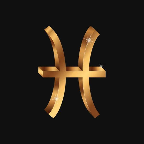 Vector Realistic Golden Pisces Sign Zodiac Symbol Shining Gold Horoscope — ストックベクタ