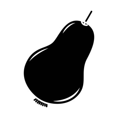 Vektör kabartma armut simgesi. Çizgi film tarzında izole edilmiş siyah siluet. Beyaz arkaplanda meyve damgası