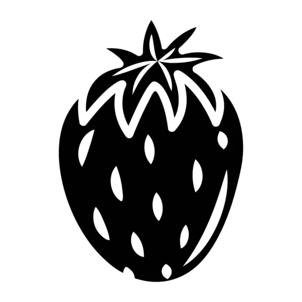 Vektorglyphen Erdbeer Symbol Vereinzelte Fruchtsilhouette Cartoon Stil Piktogramm Schwarzer Früchte — Stockvektor
