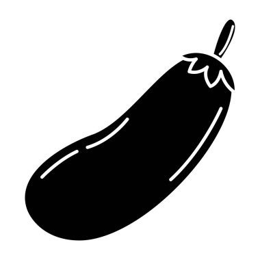 Vektör glyph patlıcan simgesi. Damgalamak için izole edilmiş sebze konumu. Beyaz arkaplanda basit yiyecek resmi.
