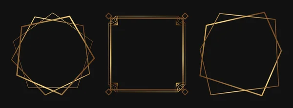 Altın vektör dekoratif çerçeveler kümesi. İzole edilmiş Art Deco çizgisi boş alan ile sanat sınırları