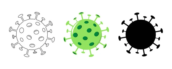 Variaciones Células Del Coronavirus Vectorial Covid Pictograma Lineal Coloreado Negro — Vector de stock