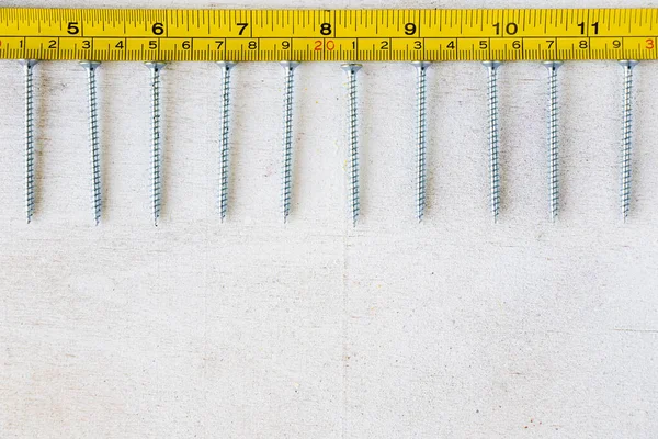 Régua Metal Scows Centímetros Milímetros Sobre Régua Amarela Tamanhos — Fotografia de Stock