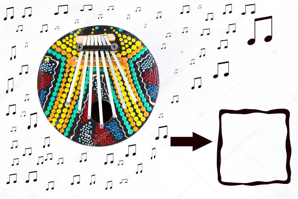 Calimba circle music instrument and illustration on the white background