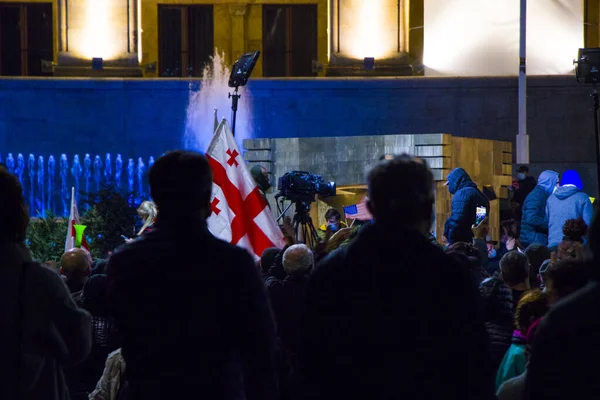 Tbilisi Georgia Noviembre 2020 Protestas Georgianas Frente Parlamento Georgia Protestas —  Fotos de Stock