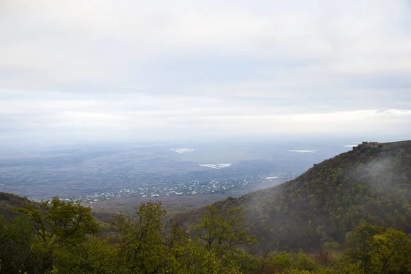 Gürcistan Kakheti Deki Sighnaghi Köyü Manzarası Şehir Manzarası Sis Sis — Stok fotoğraf