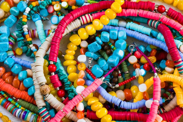 Colorful Necklaces Bracelet Mix Large Group Beads Stone Necklace Jewelry — Stock Photo, Image