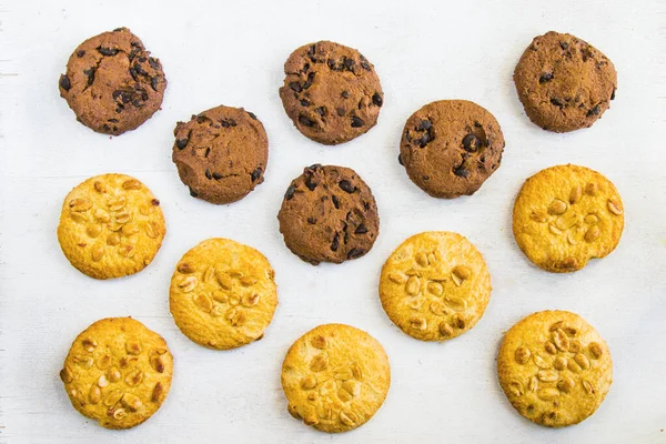 Cookies White Background Sweet Pastry Dessert Chocolate Nuts — Stock Photo, Image