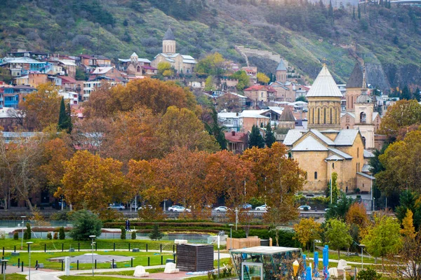 Tbiliszi Grúzia December 2020 Rikhe Park Belvárosban Régi Város Látnivalók — Stock Fotó