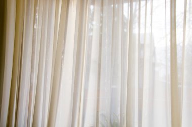 Beyaz perde yakın plan, beyaz kumaş arka plan, lüks