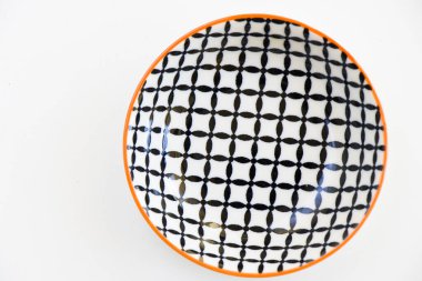 Beyaz arka planda boş kase, geometri tasarımı, beyazdan izole edilmiş