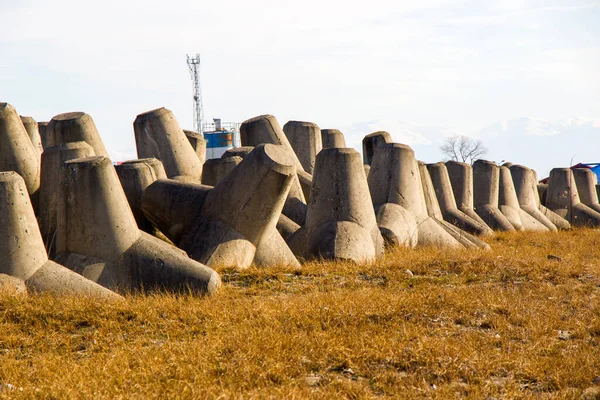 Tetrapod Vlnolamu Betonové Konstrukce Pláži Anaklii Georgia Černé Moře — Stock fotografie