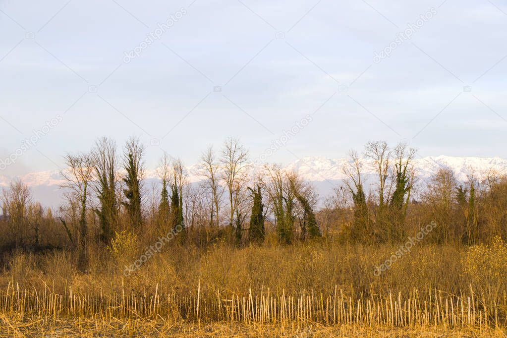 Egrisi mountain landscape, winter landscape in Samegrelo, Georgia