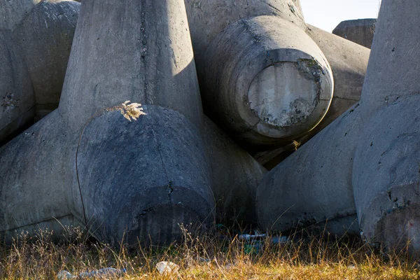 Tetrapod Frantumatore Costruzione Cemento Sulla Spiaggia Anaklia Georgia Mar Nero — Foto Stock