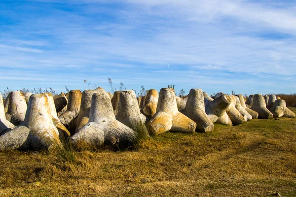 Tetrapod Frantumatore Costruzione Cemento Sulla Spiaggia Anaklia Georgia Mar Nero — Foto Stock