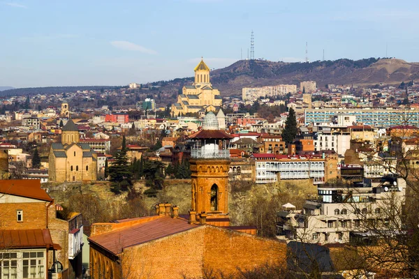 Óvárosi Kilátás Tbiliszire Látnivaló Építészet Utazási Cél Városközpont Történelmi Helyek — Stock Fotó