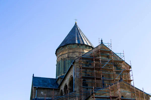 Catedral Svetitshkoveli Vista Para Igreja Antiga Arquitetura Famosa Mtskheta Geórgia — Fotografia de Stock