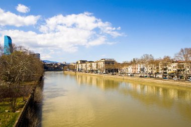 Tiflis şehir manzarası, Gürcistan 'ın başkenti, eski ünlü mimari ve bina